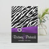 Invitations au mariage blanc de zèbre violet (Debout devant)