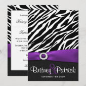 Invitations au mariage blanc de zèbre violet (Devant / Derrière)