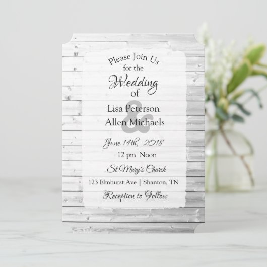 Invitations au mariage blanc en bois (Debout devant)