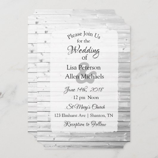 Invitations au mariage blanc en bois (Devant / Derrière)