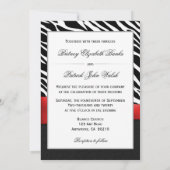 Invitations au mariage blanc noir rouge Zebra (Dos)