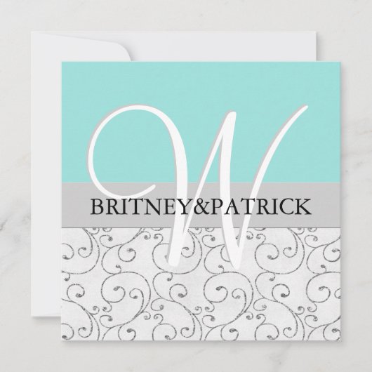 Invitations au mariage bleu avec des flèches d'arg (Devant)