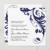 Invitations au mariage bleu de la Marine (Devant / Derrière)