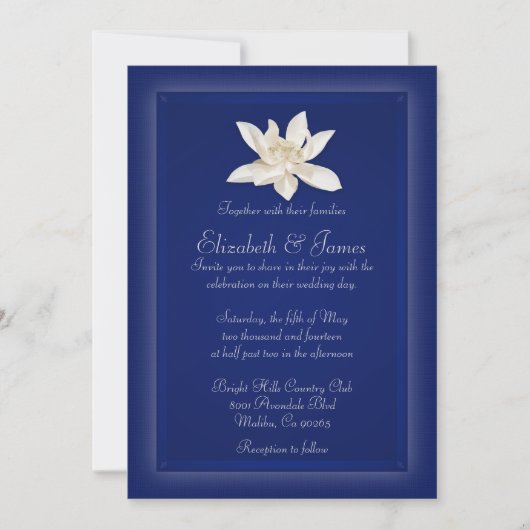 Invitations au mariage bleu de la Marine (Devant)