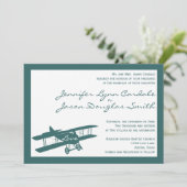 Invitations au mariage bleu de l'aviateur Biplane  (Debout devant)