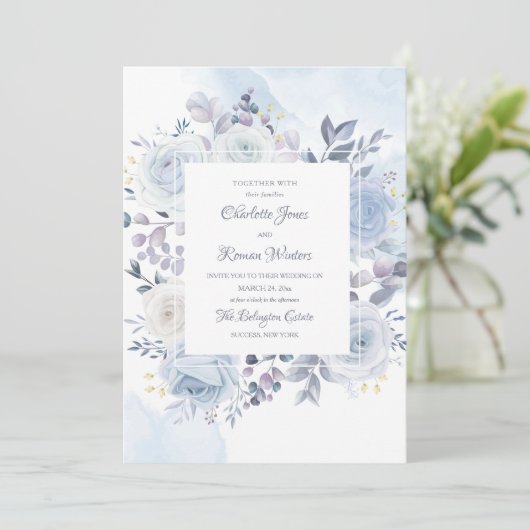 Invitations au mariage bleu de Mayflower (Debout devant)