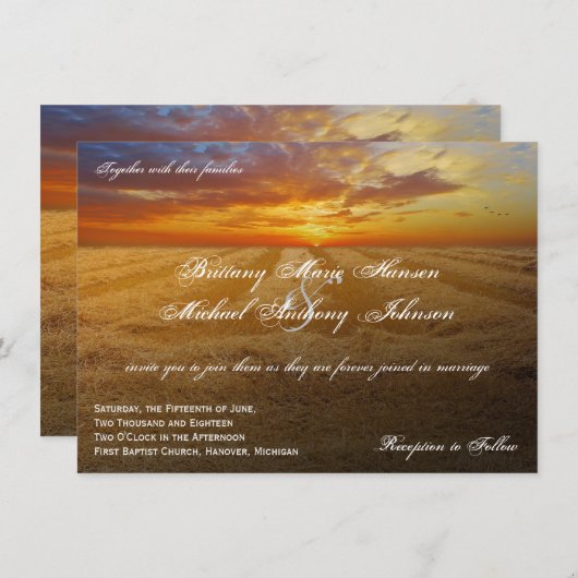 Invitations au Mariage campagnard de séchage du ch (Devant / Derrière)