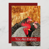 Invitations au Mariage campagnard des coqs et des  (Devant / Derrière)