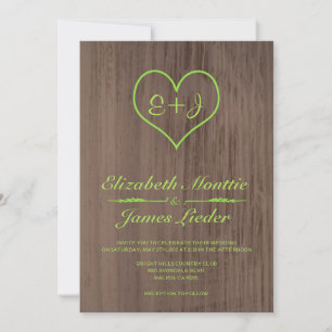 Invitations au Mariage campagnard vert citron