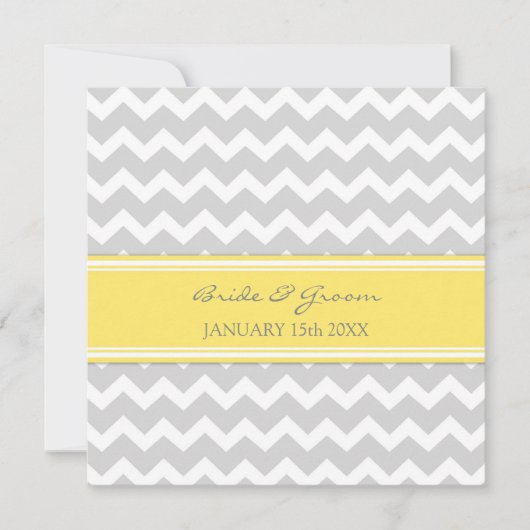 Invitations au mariage Chevron gris jaune (Devant)