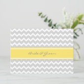 Invitations au mariage Chevron jaune gris (Debout devant)