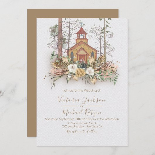 Invitations au mariage dans la forêt de Woodland C (Devant / Derrière)