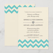 Invitations au mariage d'Aqua et d'Ivory Chevron (Devant / Derrière)