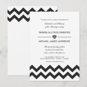 Invitations au mariage de Chevron moderne noir et (Devant / Derrière)
