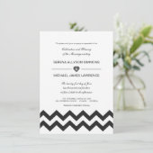 Invitations au mariage de Chevron moderne noir et (Debout devant)