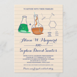 Invitations au mariage de chimie verte et orange