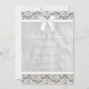 Invitations au mariage de la dentelle du pays blan