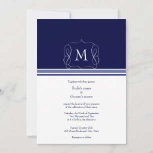 Invitations au mariage de Monogrammes bleus de la 