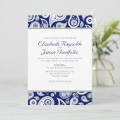 Invitations au mariage de Navy Blue Paisley (Debout devant)