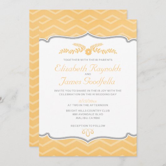 Invitations au mariage de Peach Zigzag (Devant / Derrière)