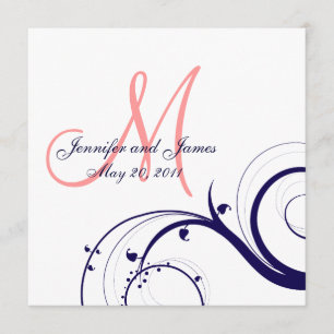 Invitations au mariage de Swirl Marine Coral bleu 