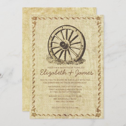 Invitations au mariage de Wagon Wagon (Devant / Derrière)