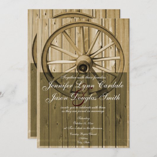 Invitations au mariage de Wagon Wagon Wagon Countr (Devant / Derrière)