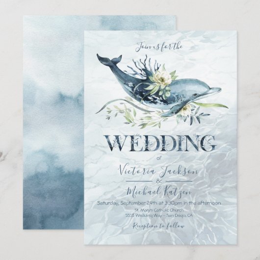 Invitations au mariage des dauphins tropicaux de l (Devant / Derrière)