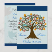 Invitations au mariage des Inséparables bleus de l (Devant / Derrière)