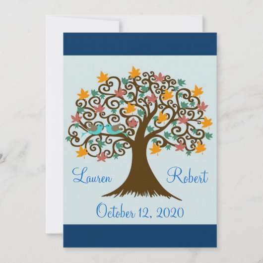 Invitations au mariage des Inséparables bleus de l (Devant)