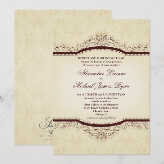 Invitations au mariage des millésimes (Devant / Derrière)
