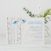 Invitations au mariage des oiseaux bleus (Debout devant)