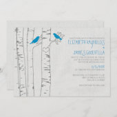 Invitations au mariage des oiseaux bleus (Devant / Derrière)