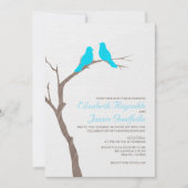 Invitations au mariage des oiseaux bleus modernes (Devant)