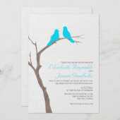 Invitations au mariage des oiseaux bleus modernes (Devant / Derrière)