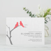Invitations au mariage des oiseaux rouges (Debout devant)