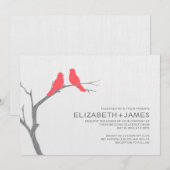 Invitations au mariage des oiseaux rouges (Devant / Derrière)