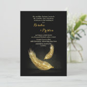 Invitations au mariage des plumes d'or (Debout devant)