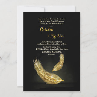 Invitations au mariage des plumes d'or