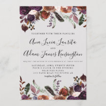 Invitations au mariage des prunes d'automne Aquare
