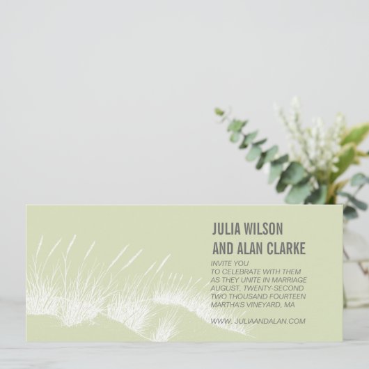 Invitations au mariage d'herbes de plage Vignoble  (Debout devant)