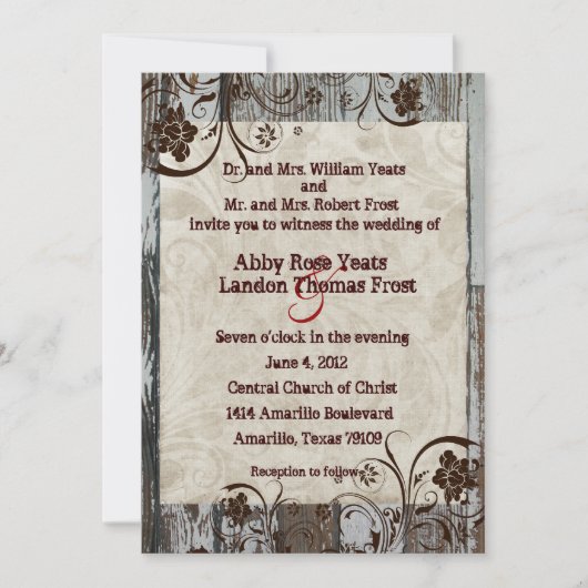 Invitations au mariage du bois et du parchemin (Devant)