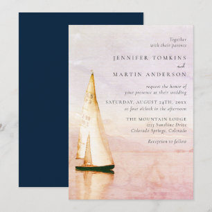 Invitations au mariage du lac Watercolor Sailboat