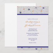 Invitations au mariage du pétale orange et bleu (Devant / Derrière)