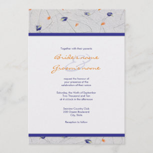 Invitations au mariage du pétale orange et bleu