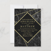 Invitations au mariage en marbre d'or (Devant)