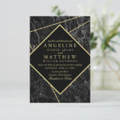 Invitations au mariage en marbre d'or (Debout devant)