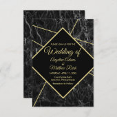 Invitations au mariage en marbre d'or (Devant / Derrière)