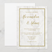 Invitations au mariage en marbre d'or (Devant / Derrière)