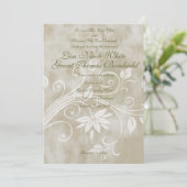 Invitations au mariage floral de Shabby Taupe (Debout devant)
